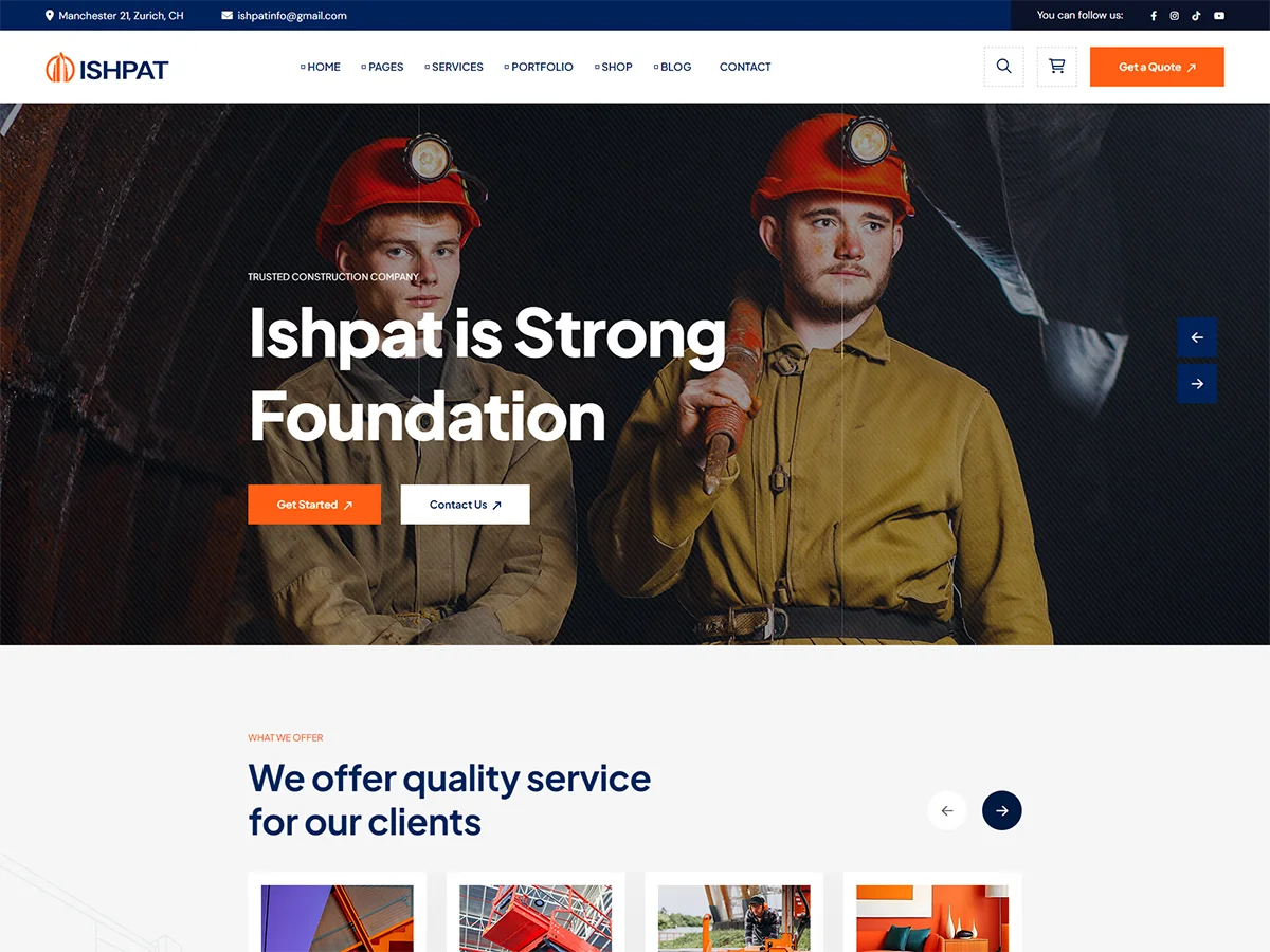 Ishpat – Construction WordPress Theme